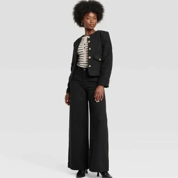 Women's Button-Front Jacket - Universal Thread™ Black - Picture 3 of 4